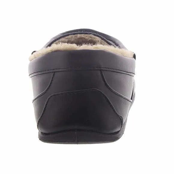 Deer Stags Men's Spun Slipper, Black Faux Leather, US Men's 9 Wide