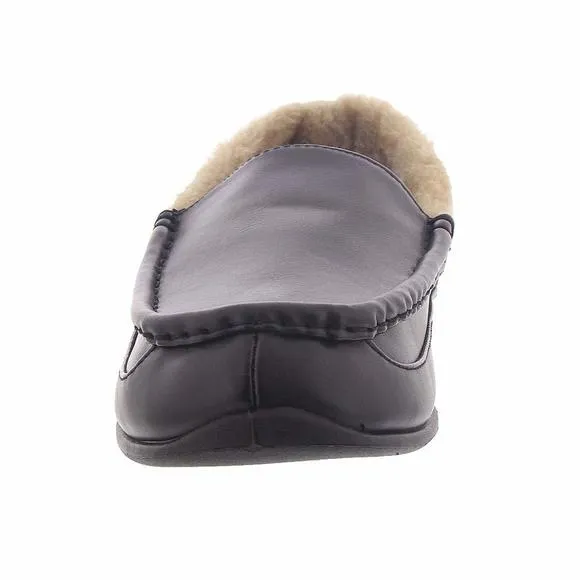 Deer Stags Men's Spun Slipper, Black Faux Leather, US Men's 9 Wide
