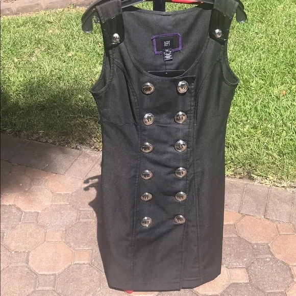 DEPT Button Front Black Dress .
