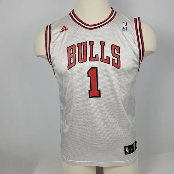 Derrick Rose #1 Chicago Bulls NBA Adidas White Swingman Jersey Men’s Size L