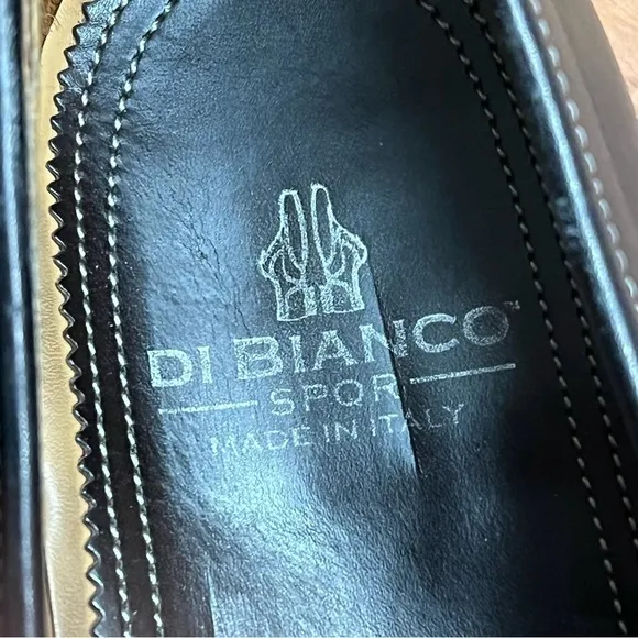 DI Bianco Mens Genuine leather Loafers Size 8 Black Dress Shoes Italian Derby