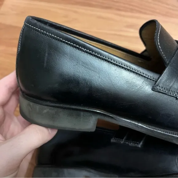 DI Bianco Mens Genuine leather Loafers Size 8 Black Dress Shoes Italian Derby