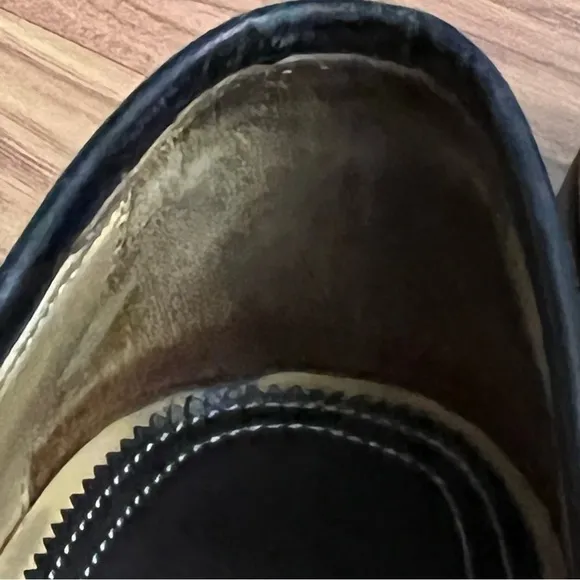 DI Bianco Mens Genuine leather Loafers Size 8 Black Dress Shoes Italian Derby