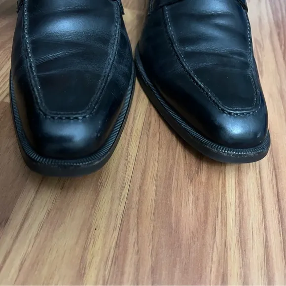 DI Bianco Mens Genuine leather Loafers Size 8 Black Dress Shoes Italian Derby
