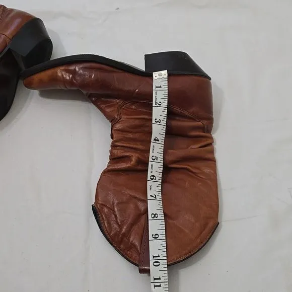 Dingo ladies mid rise almond toe cowboy boots size 6.5D antique tan color