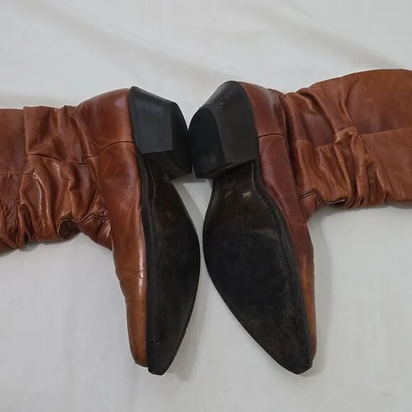 Dingo ladies mid rise almond toe cowboy boots size 6.5D antique tan color