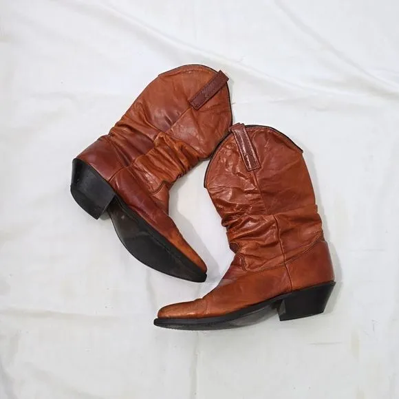 Dingo ladies mid rise almond toe cowboy boots size 6.5D antique tan color