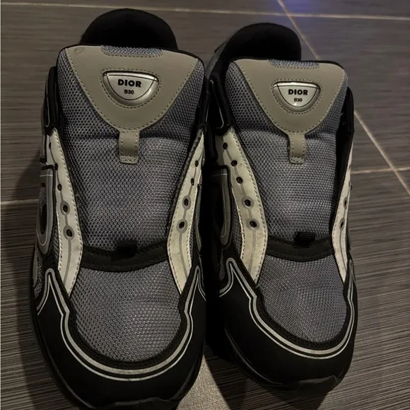 Dior Black and Gray Chunky Sneakers with Geometric Design