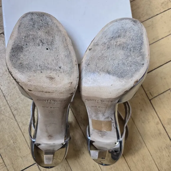 DIOR Elegant Silver Peep-Toe Slingback Heels Miss DIOR 38