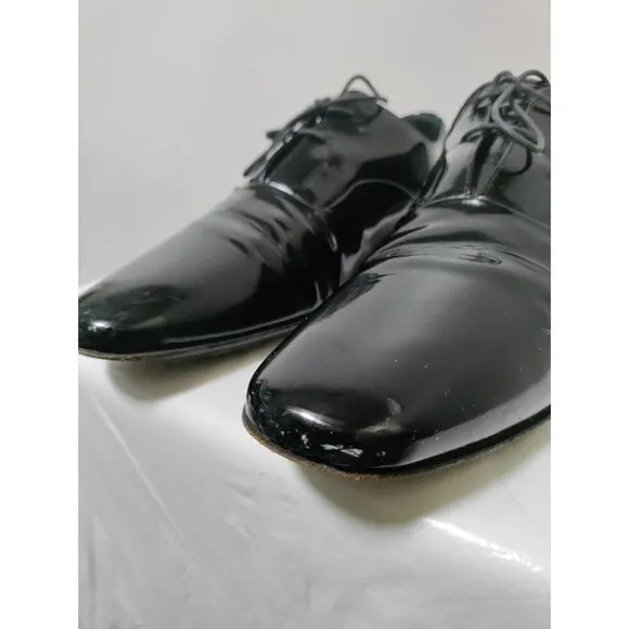 DIOR Patent Leather Lace Up Almond Toe Derby Dress Shoes Black Men's Size 8.5