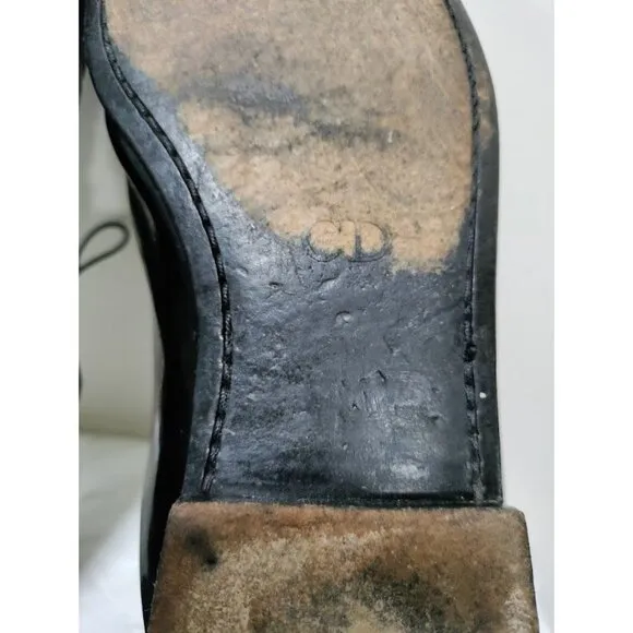 DIOR Patent Leather Lace Up Almond Toe Derby Dress Shoes Black Men's Size 8.5