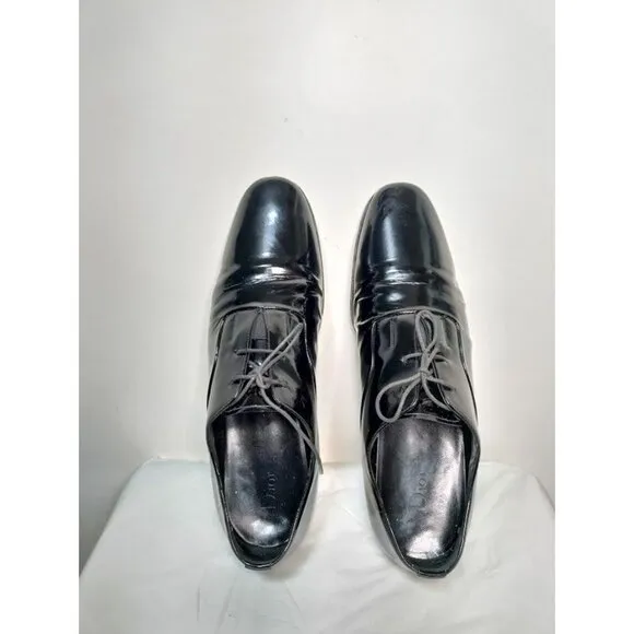 DIOR Patent Leather Lace Up Almond Toe Derby Dress Shoes Black Men's Size 8.5
