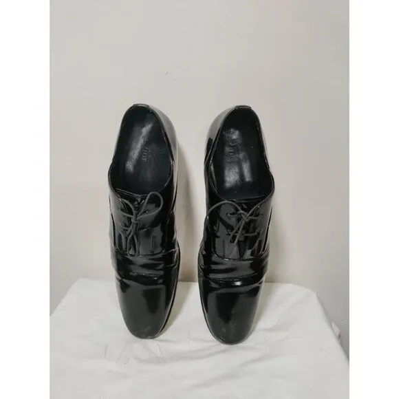 DIOR Patent Leather Lace Up Almond Toe Derby Dress Shoes Black Men's Size 8.5