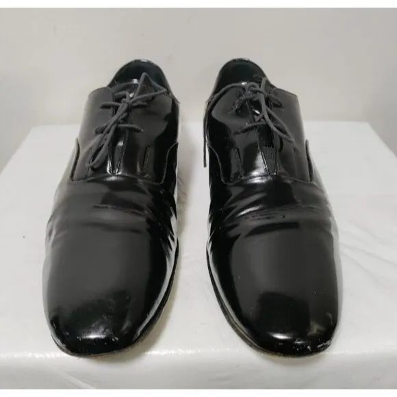 DIOR Patent Leather Lace Up Almond Toe Derby Dress Shoes Black Men's Size 8.5