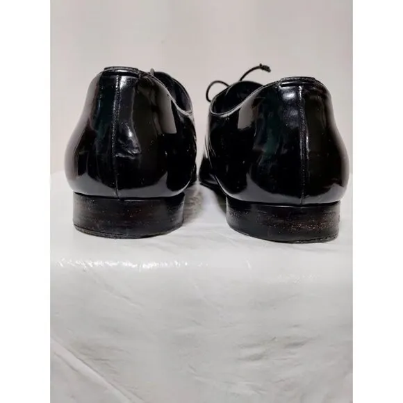 DIOR Patent Leather Lace Up Almond Toe Derby Dress Shoes Black Men's Size 8.5