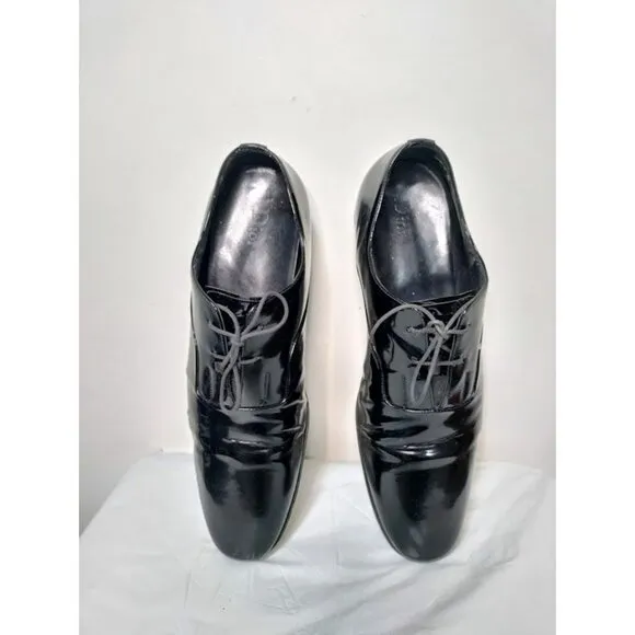 DIOR Patent Leather Lace Up Almond Toe Derby Dress Shoes Black Men's Size 8.5