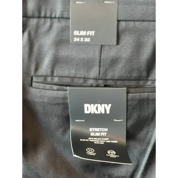 DKNY Stretch Slim Fit Black Dress Pants Mens 34x32