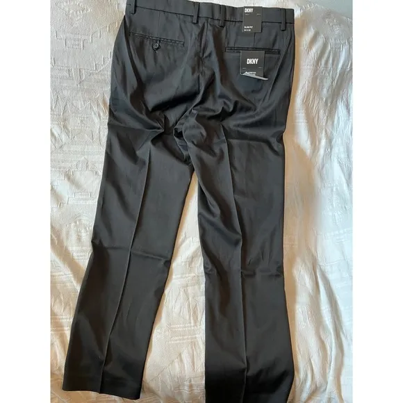DKNY Stretch Slim Fit Black Dress Pants Mens 34x32