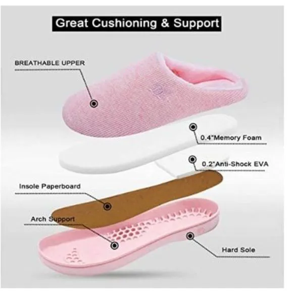 DL Womens Memory Foam House Slippers