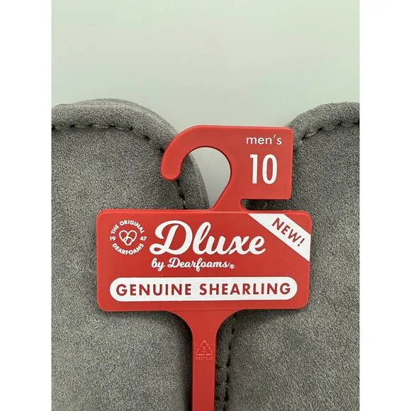 Dluxe by Dearfoams Men's Nelson Genuine Shearling Moccasin Slippers Size US10