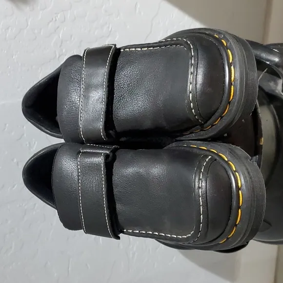 DOC DR MARTENS BLACK CHUNKY SLIP ON STRAP SHOES MADE IN ENGLAND UK  SIZE 5 UK