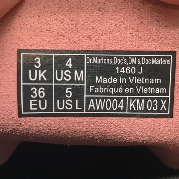 Doc Martens 1460 Pink Patent Leather Boots Women's Sz 5