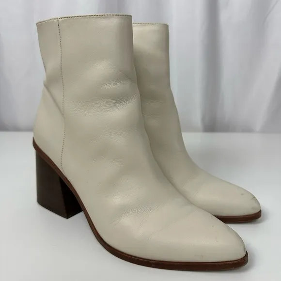 Dolce Vita Ivory Leather Ankle Boots Size 8
