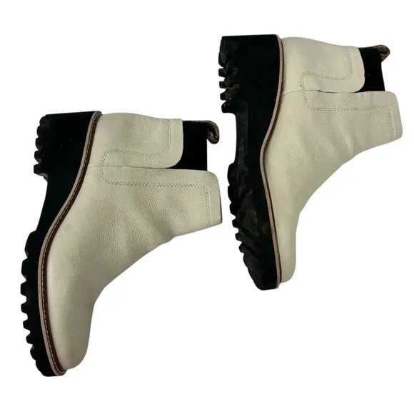 Dolce Vita ivory leather Huey H2O boots. Waterproof w/ lug heels. Sz 10