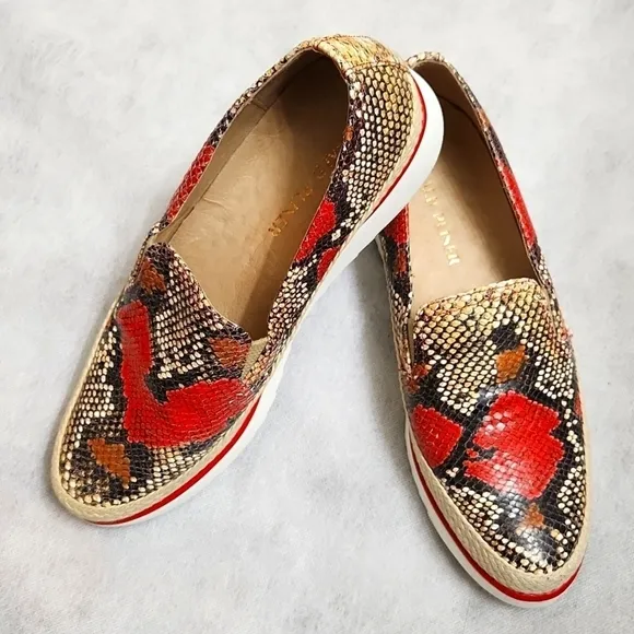 Donald Pliner Finni Slip-on Leather Chili Snake Print Casual shoes (w 7.5)
