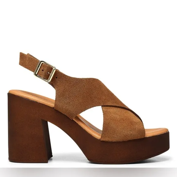 Donald Pliner YAZMIN Platform Suede Chunky Slingback Heels Made in Italy NWOB