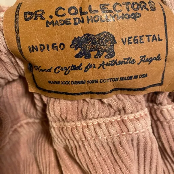 Dr Collectors Hollywood Teddy Corduroy Pants Dusty Rose Button Fly Streetwear