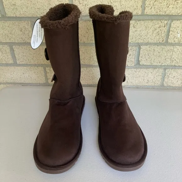 Dr. Comfort Tonya Women's Chocolate Brown Button Detail Boots Slippers