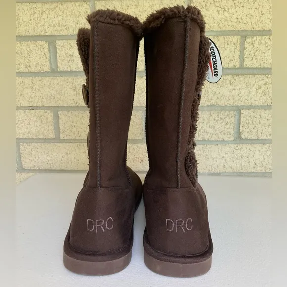 Dr. Comfort Tonya Women's Chocolate Brown Button Detail Boots Slippers
