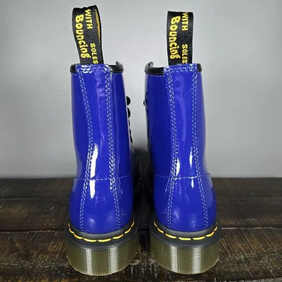 Dr. Doc Martens 1460 Womens Size 5 Lace Up Boots Blue Patent Leather 27635