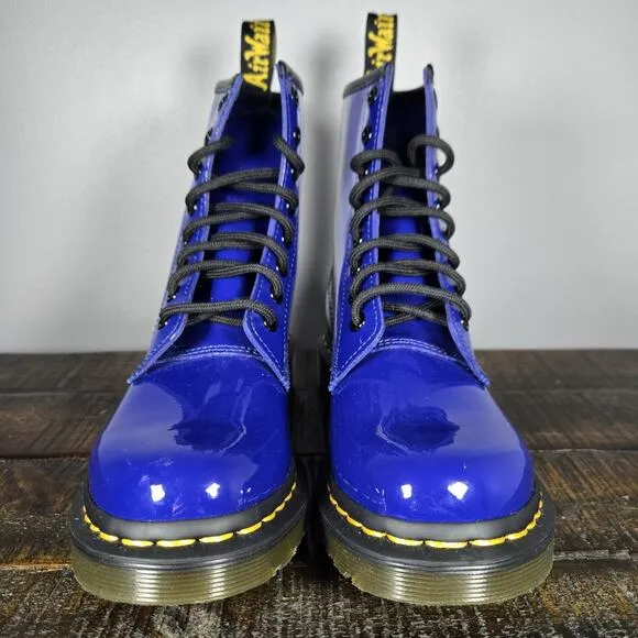 Dr. Doc Martens 1460 Womens Size 5 Lace Up Boots Blue Patent Leather 27635