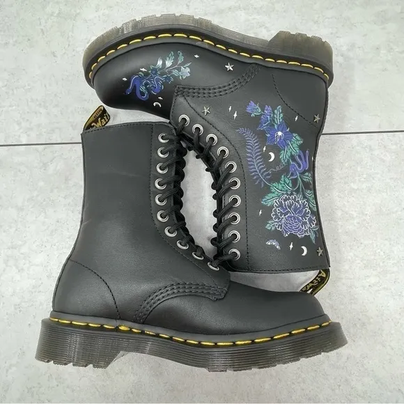 Dr Marten 1490 Mystic Garden Size 5 Floral Leather Mid-calf Boots NWOB