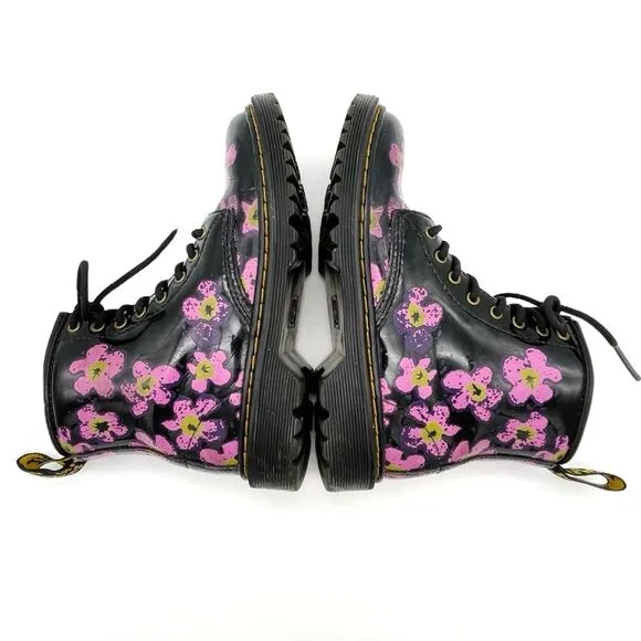 Dr. Martens 1460J 8-Eye Combat Boot Pansey Fayre Floral Leather Girls Size 2 US