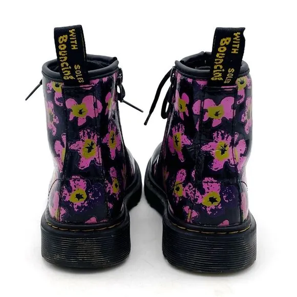 Dr. Martens 1460J 8-Eye Combat Boot Pansey Fayre Floral Leather Girls Size 2 US