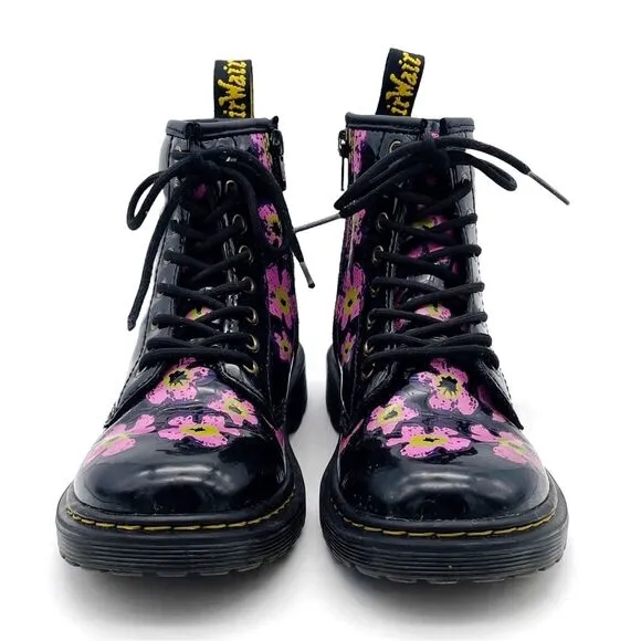 Dr. Martens 1460J 8-Eye Combat Boot Pansey Fayre Floral Leather Girls Size 2 US