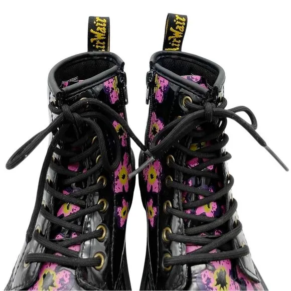 Dr. Martens 1460J 8-Eye Combat Boot Pansey Fayre Floral Leather Girls Size 2 US