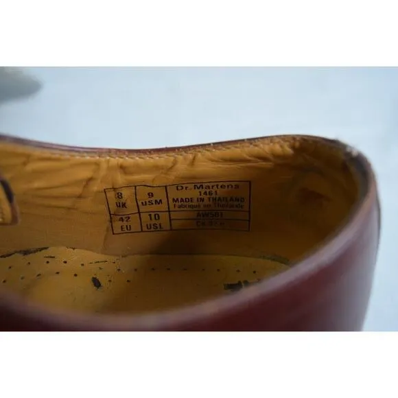 Dr. Martens 1461 Leather Cherry Red Oxford Slip Resistant Shoes Men Sz 9