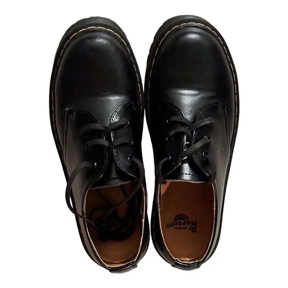 DR MARTENS 1461 PLATFORM Polished Smooth Leather WOMEN'S SHOES BLACK SZ 9 3 Eyes