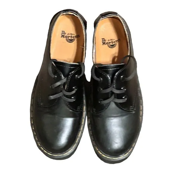 DR MARTENS 1461 PLATFORM Polished Smooth Leather WOMEN'S SHOES BLACK SZ 9 3 Eyes