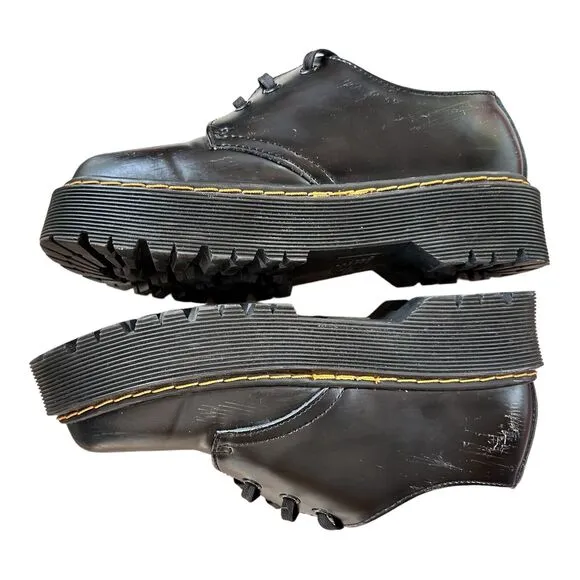 DR MARTENS 1461 PLATFORM Polished Smooth Leather WOMEN'S SHOES BLACK SZ 9 3 Eyes