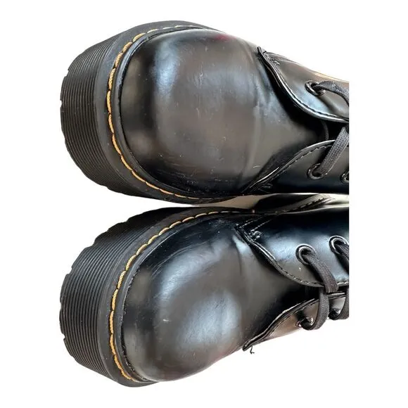DR MARTENS 1461 PLATFORM Polished Smooth Leather WOMEN'S SHOES BLACK SZ 9 3 Eyes