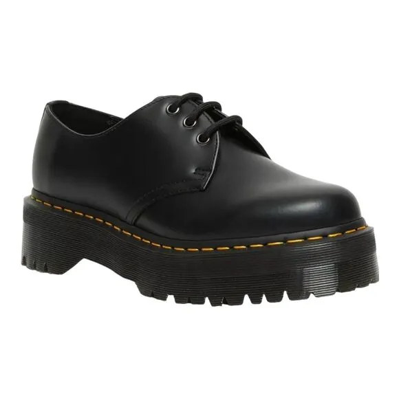 DR MARTENS 1461 PLATFORM Polished Smooth Leather WOMEN'S SHOES BLACK SZ 9 3 Eyes