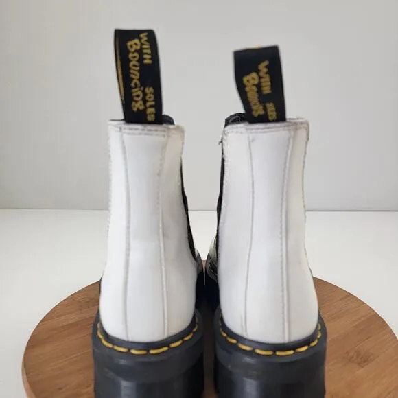 Dr Martens 2976 Quad Boots White Platform Leather Chelsea Docs Women's 8 Men's 7