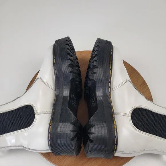 Dr Martens 2976 Quad Boots White Platform Leather Chelsea Docs Women's 8 Men's 7