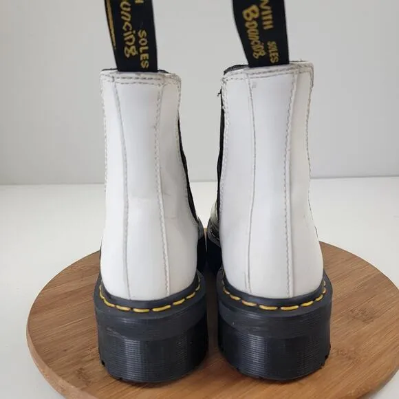Dr Martens 2976 Quad Boots White Platform Leather Chelsea Docs Women's 8 Men's 7
