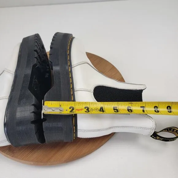 Dr Martens 2976 Quad Boots White Platform Leather Chelsea Docs Women's 8 Men's 7